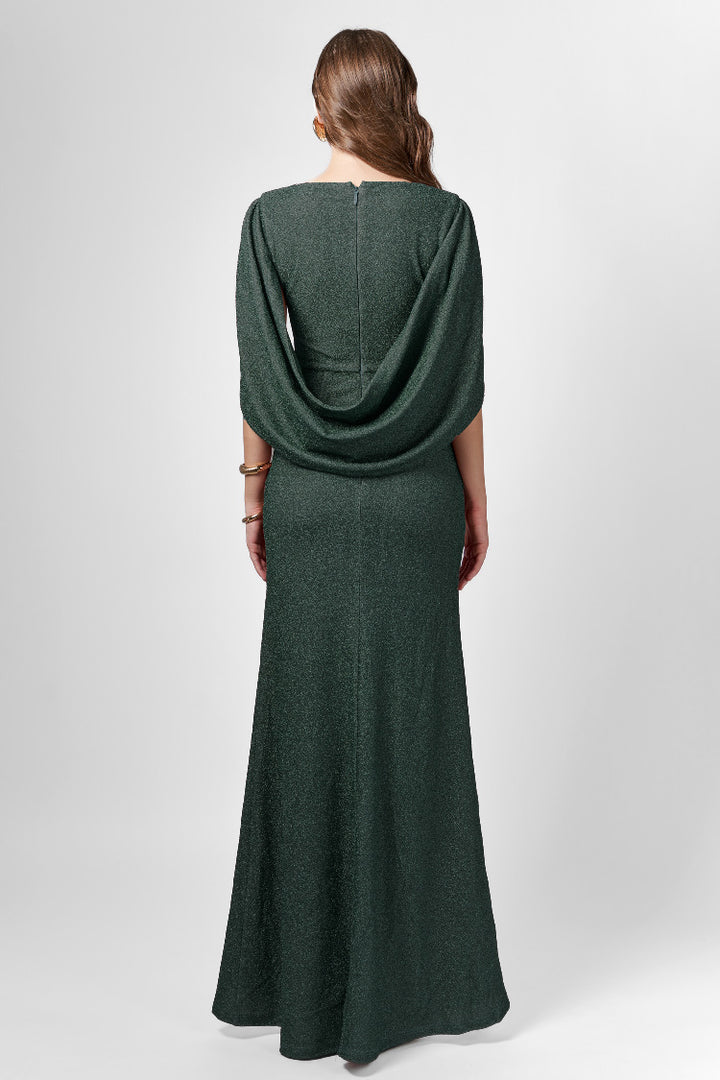 Beck Cape Maxi Dress in Emerald