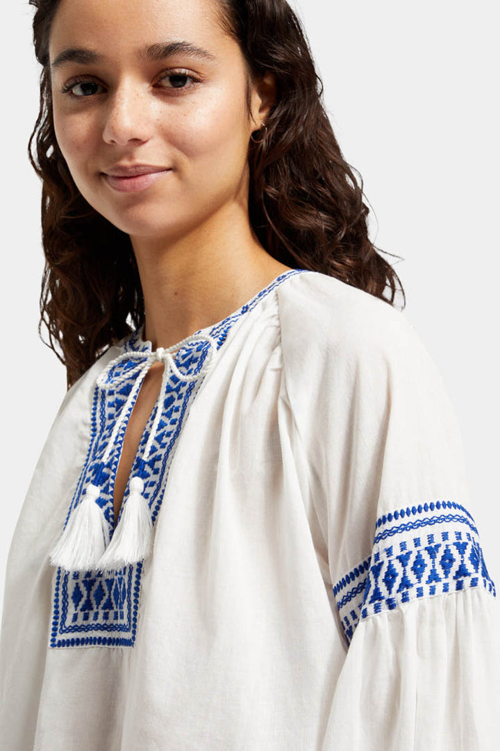 Balloon Sleeve Top w Tape Detail