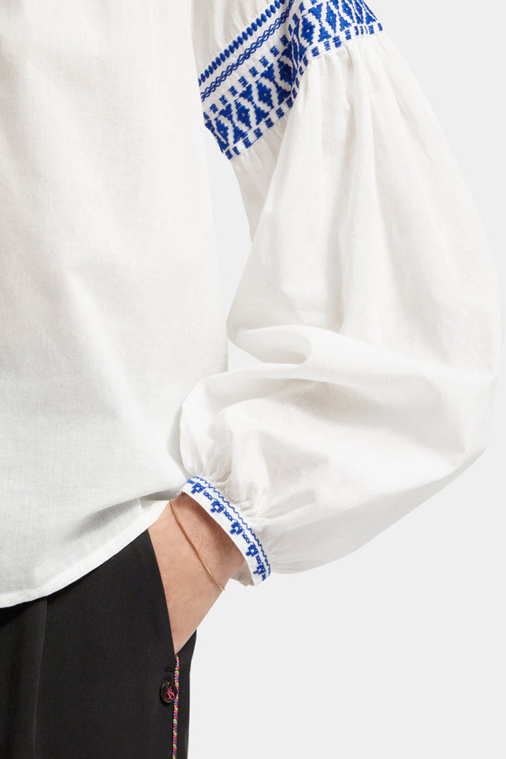 Balloon Sleeve Top w Tape Detail