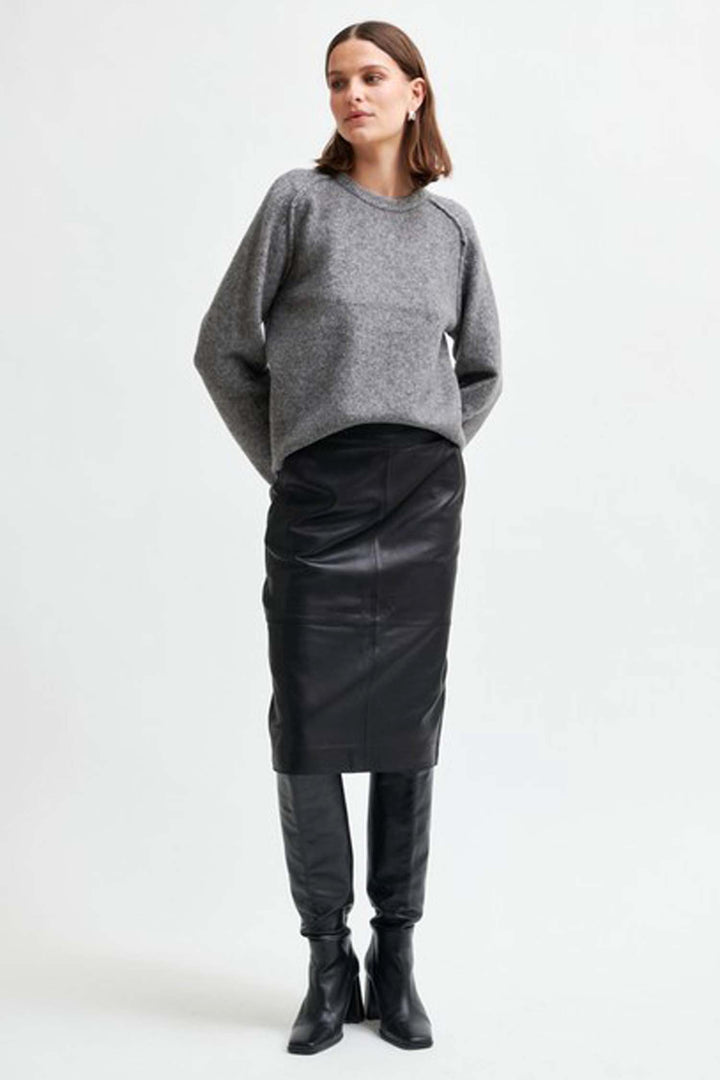 Banja Knit Raglan O-Neck in Mid Grey Melange