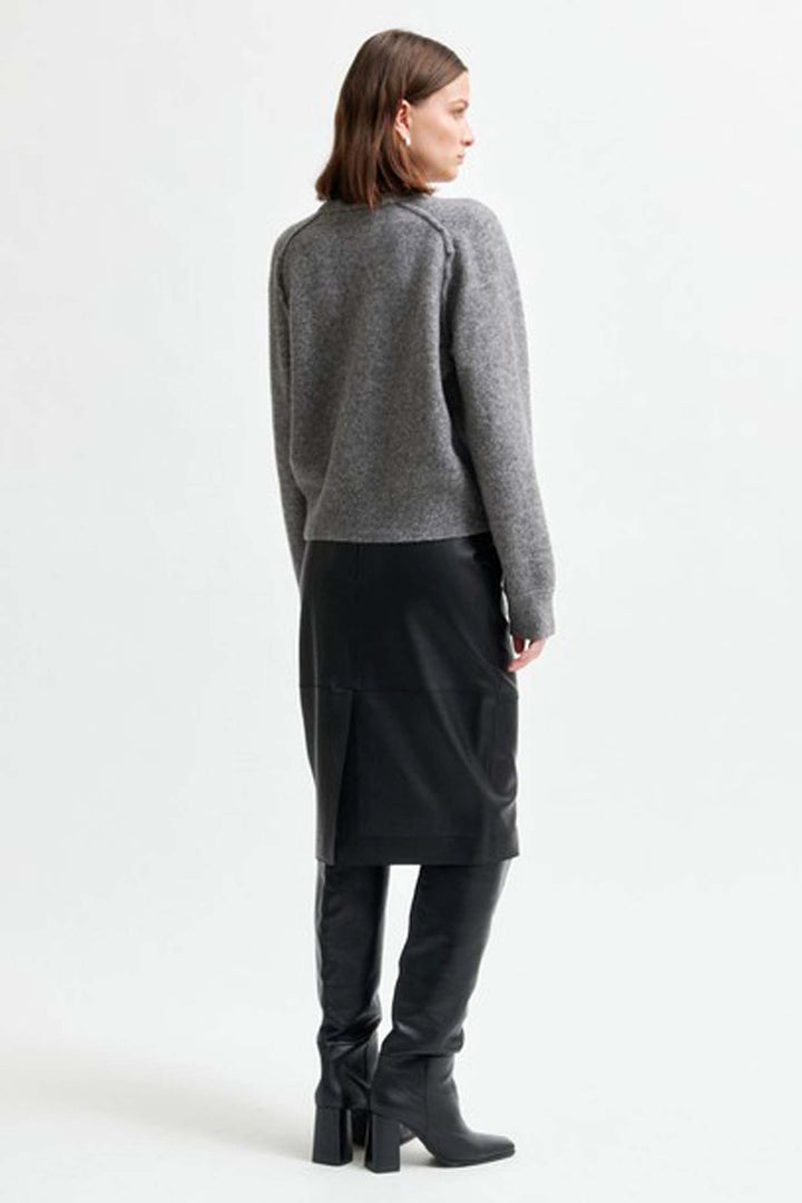 Banja Knit Raglan O-Neck in Mid Grey Melange