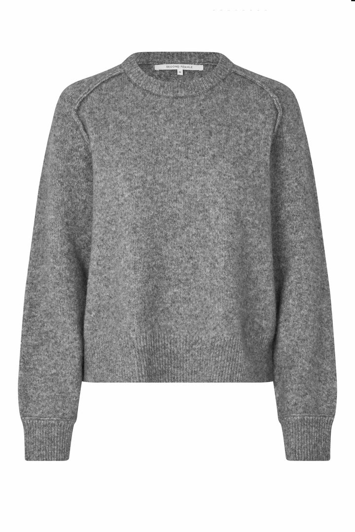 Banja Knit Raglan O-Neck in Mid Grey Melange