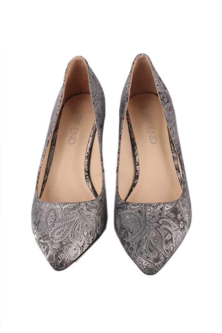 Barrios Leather Heels in Silver Print