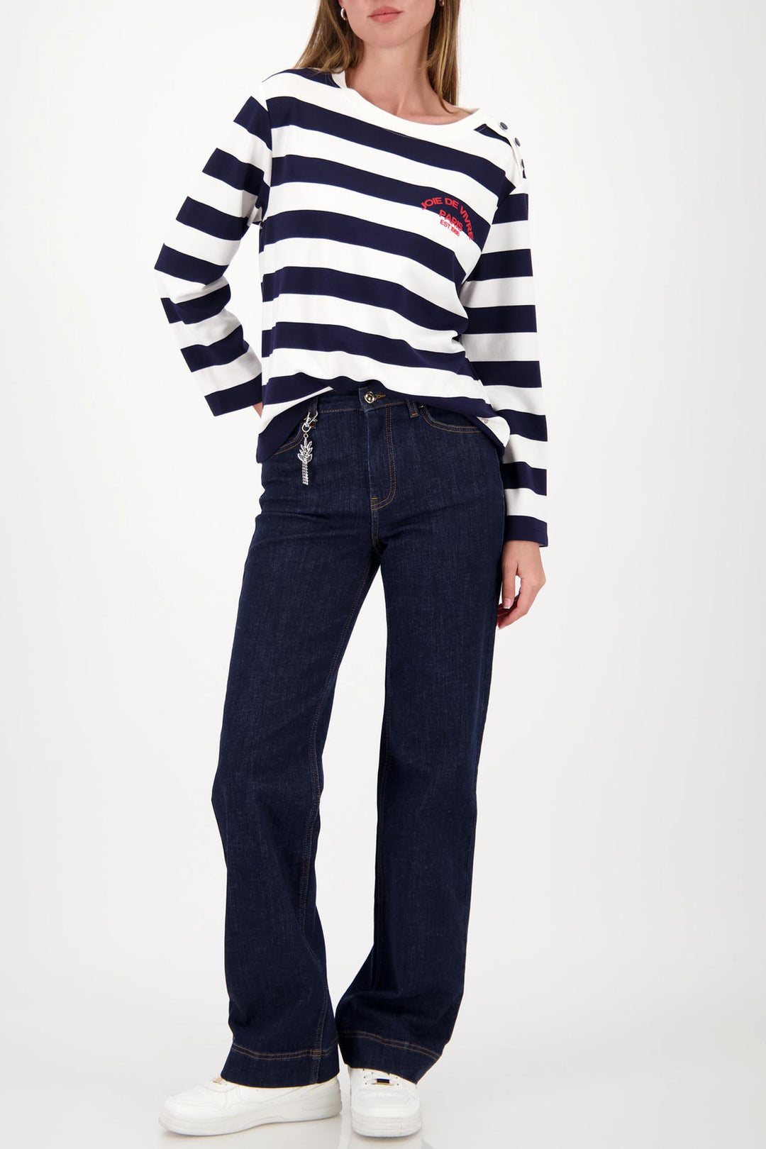 Basic Ribbles Jersey L/S Top in Marine Stripe