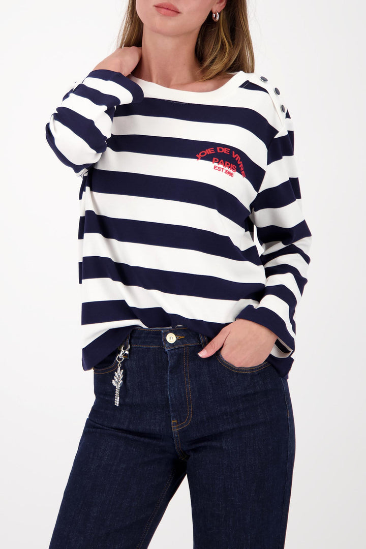 Basic Ribbles Jersey L/S Top in Marine Stripe