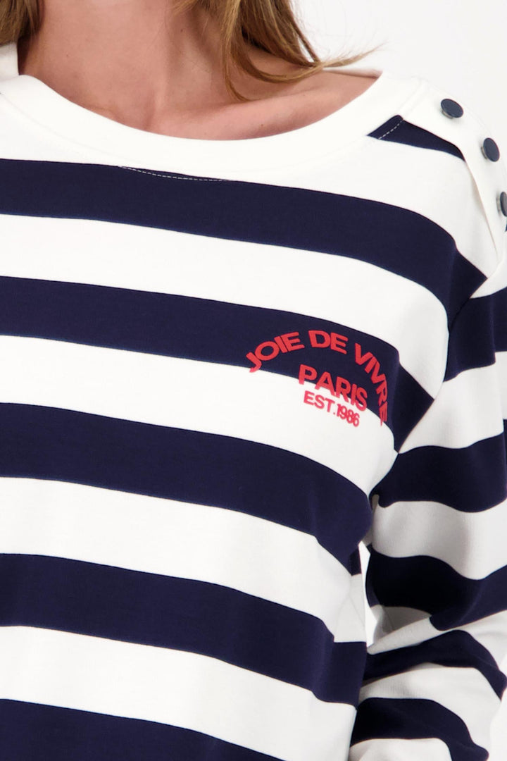 Basic Ribbles Jersey L/S Top in Marine Stripe