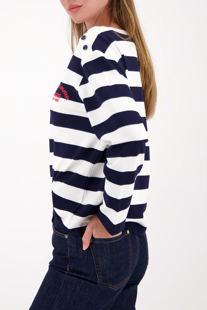 Basic Ribbles Jersey L/S Top in Marine Stripe