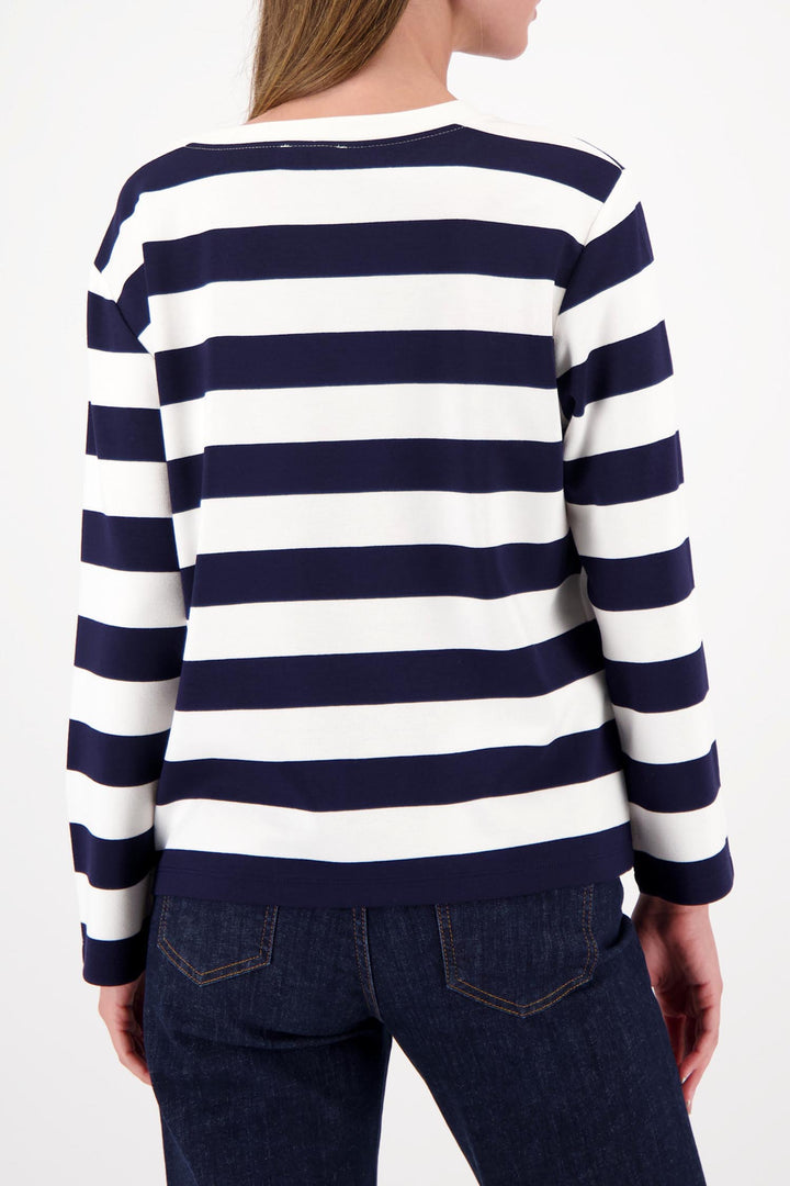 Basic Ribbles Jersey L/S Top in Marine Stripe