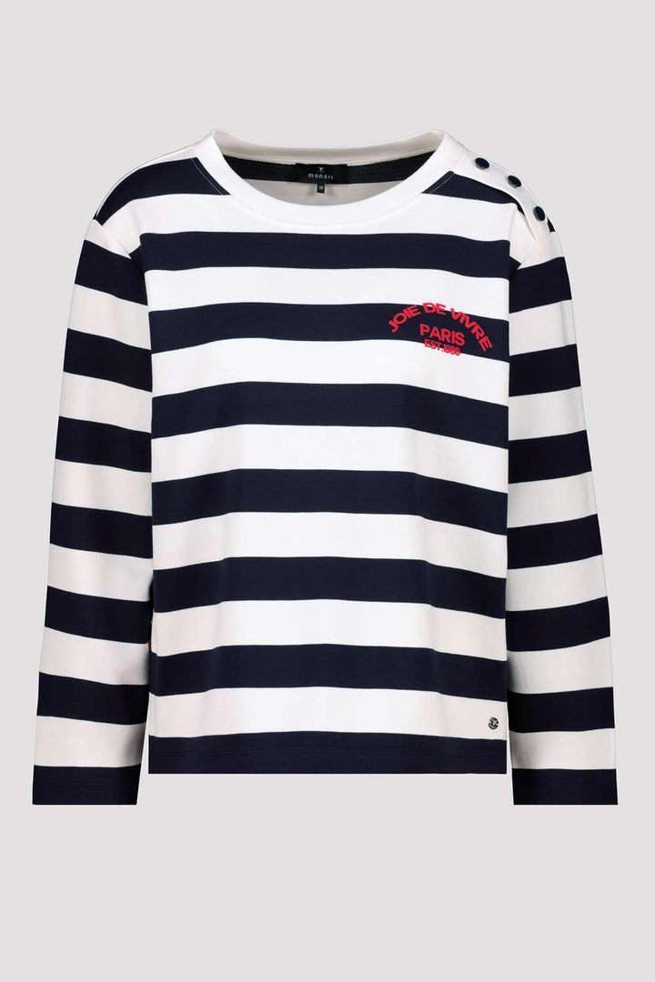 Basic Ribbles Jersey L/S Top in Marine Stripe