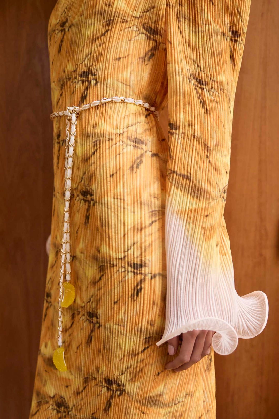 Bathers Flutted Pleat Maxi Dress in Banana