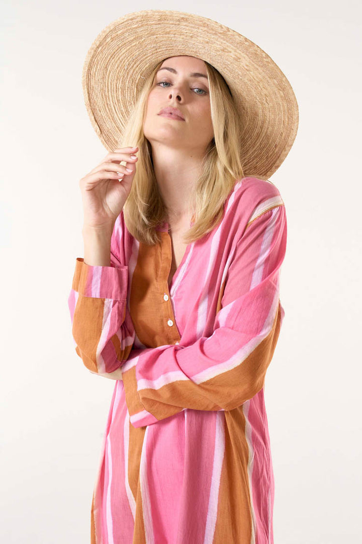 Bazaar Stripe Dress in Morrocan Stripe Pink