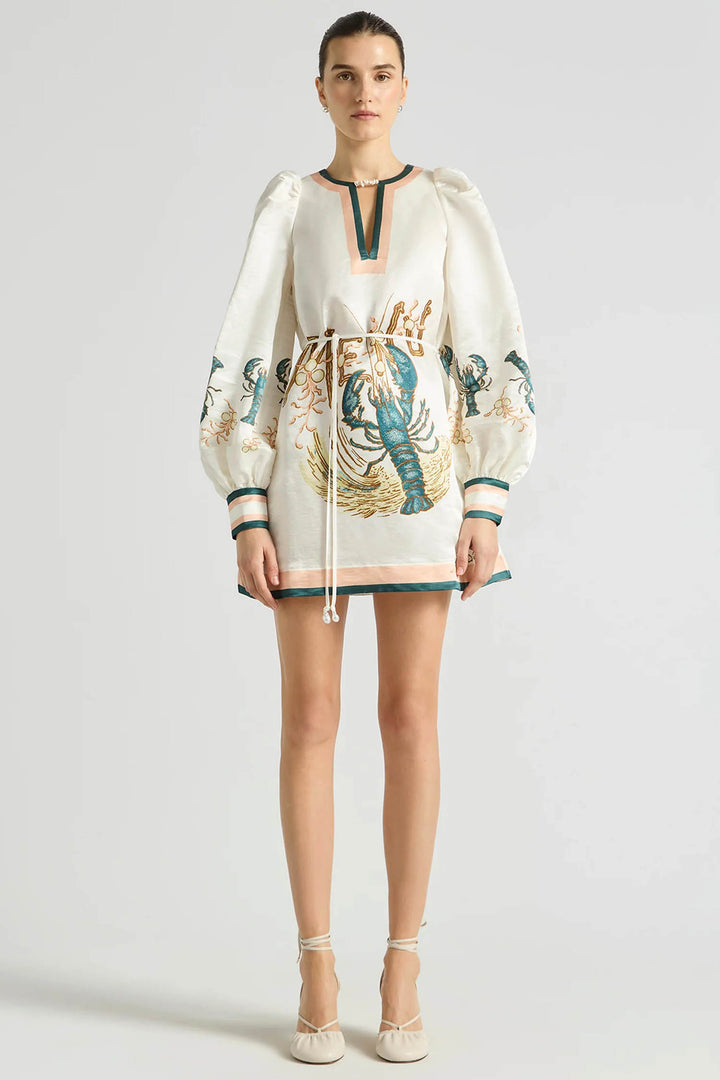 Beach Club Billow Shift Dress in Pearl