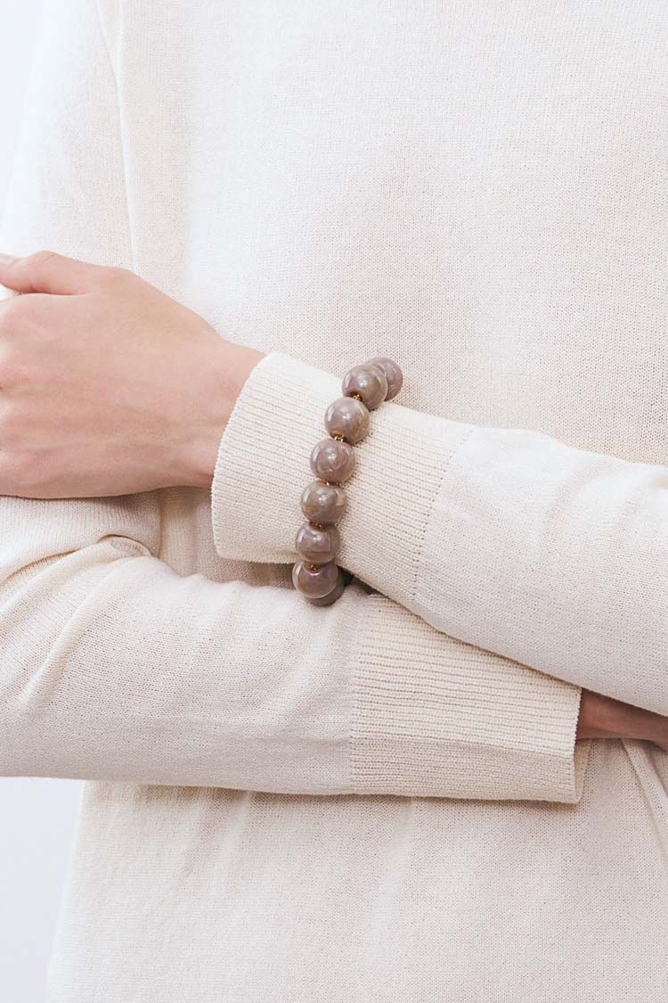 Beads Bracelet in Greige Marble