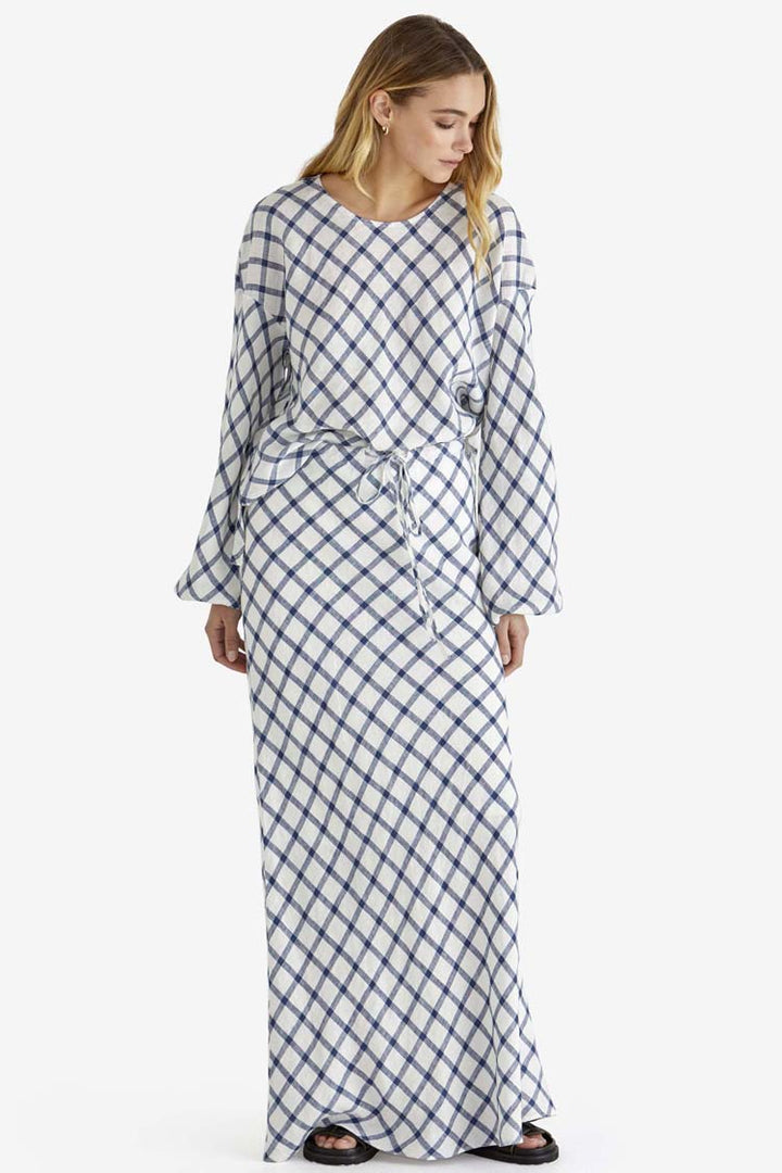 Beau Bias Skirt in White Check