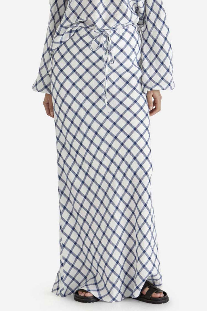 Beau Bias Skirt in White Check