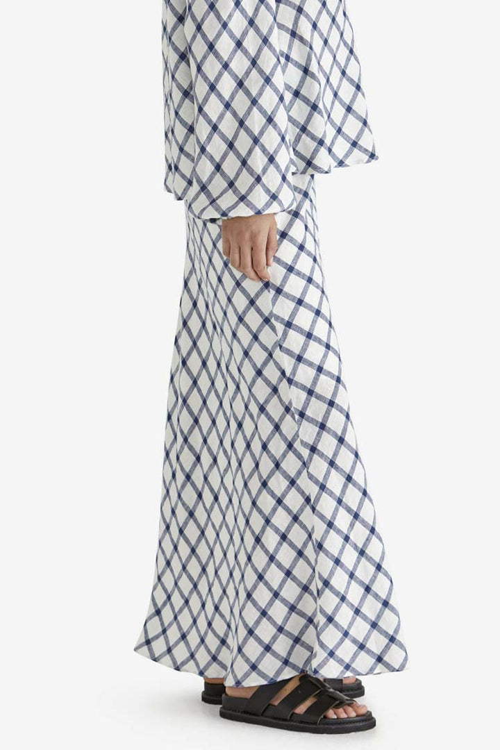 Beau Bias Skirt in White Check
