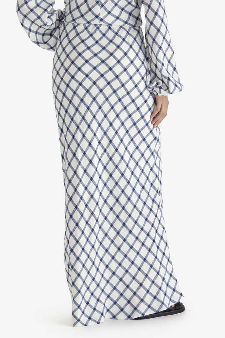 Beau Bias Skirt in White Check