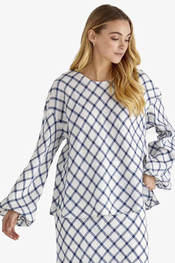 Beau Top in White Check