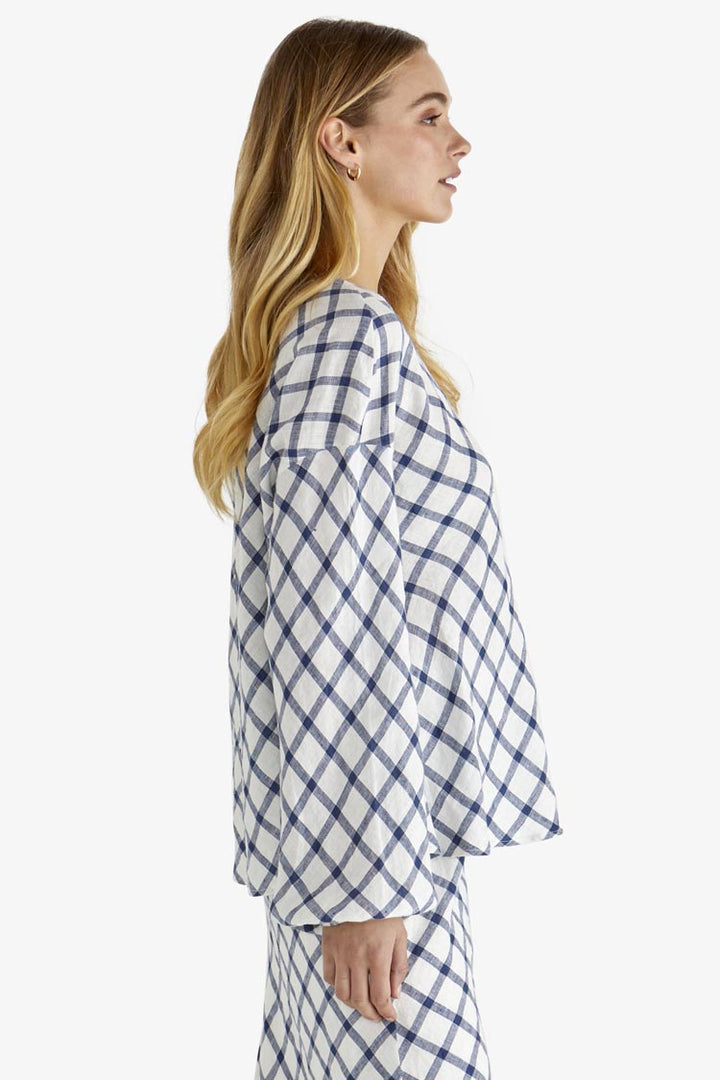 Beau Top in White Check