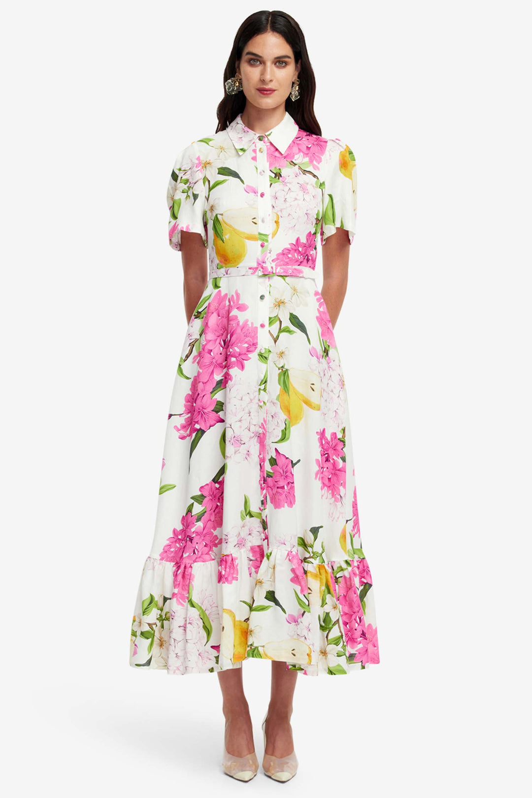 Becca SS Midi Dress in Floral Pear