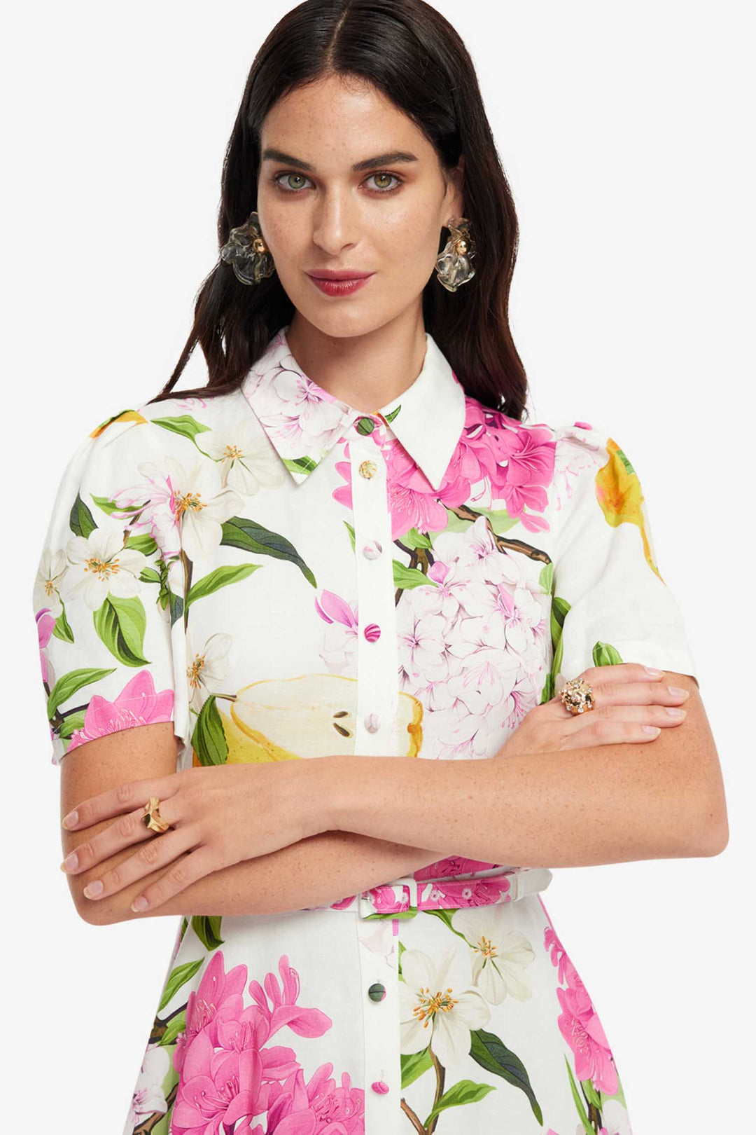Becca SS Midi Dress in Floral Pear