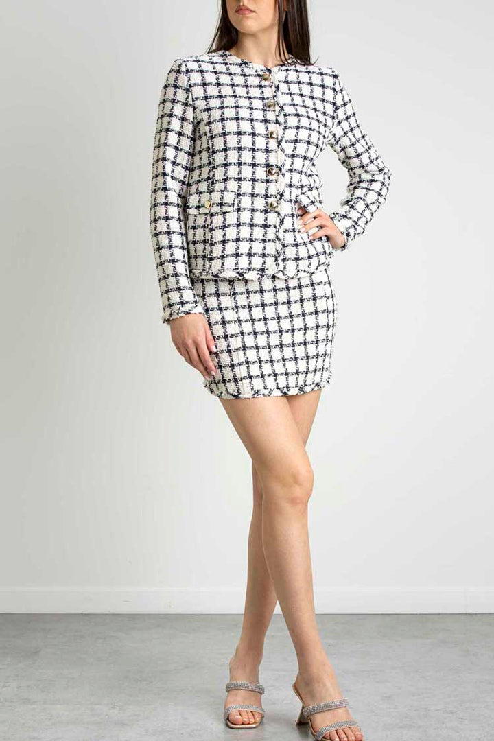 Belbo Navy White Check Skirt | FINAL SALE