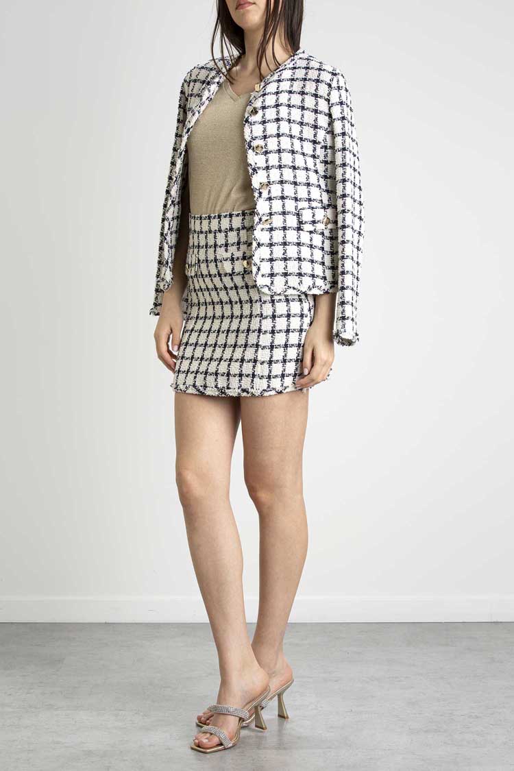 Belbo Navy White Check Skirt | FINAL SALE