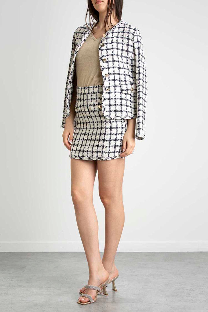 Belbo Navy White Check Skirt