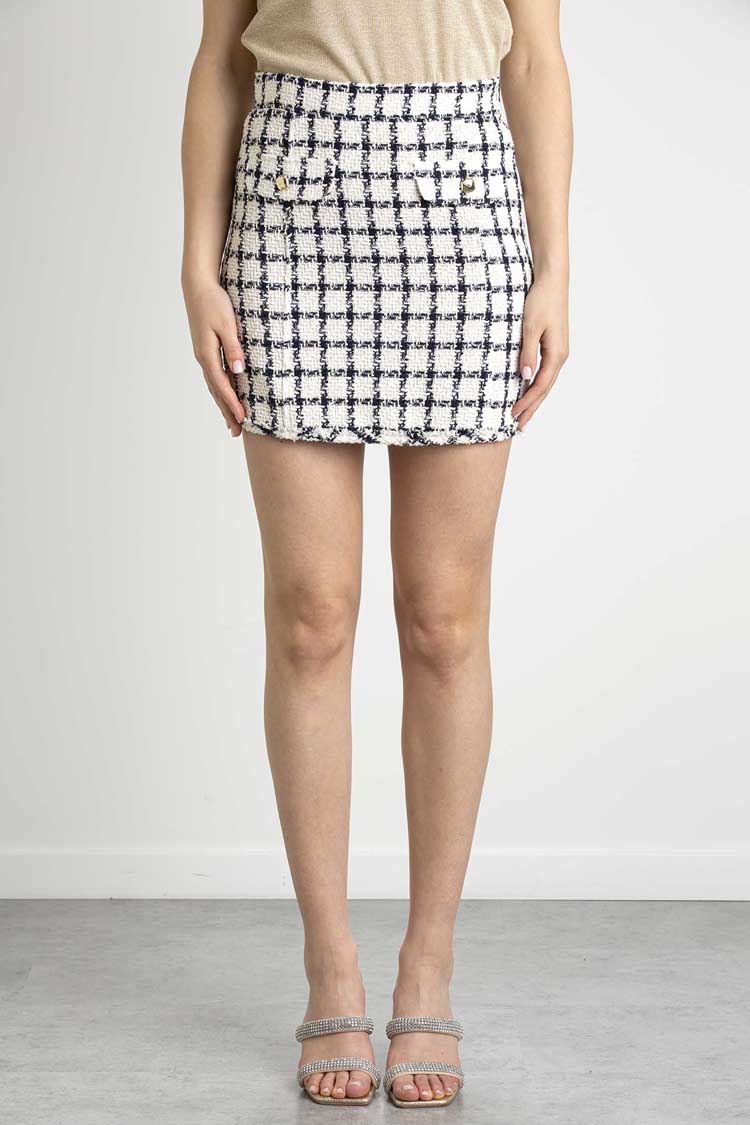 Belbo Navy White Check Skirt | FINAL SALE