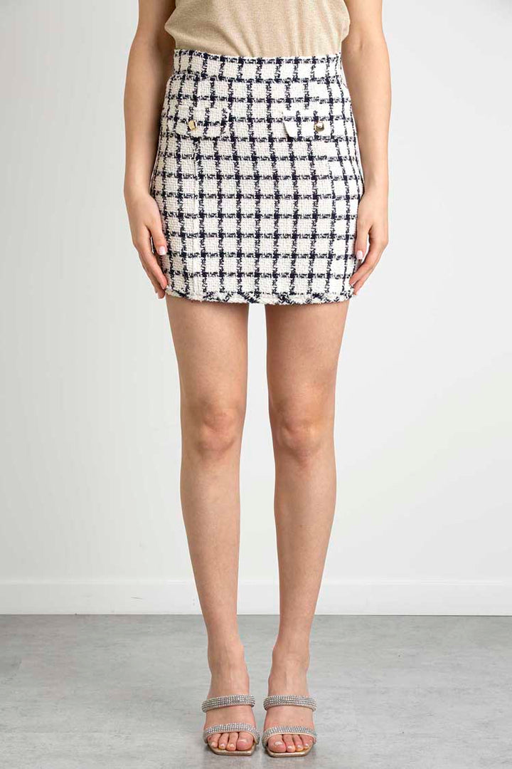 Belbo Navy White Check Skirt