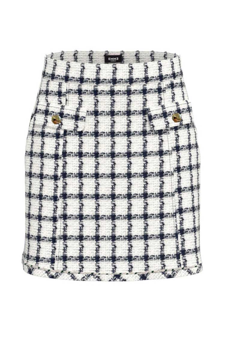 Belbo Navy White Check Skirt | FINAL SALE