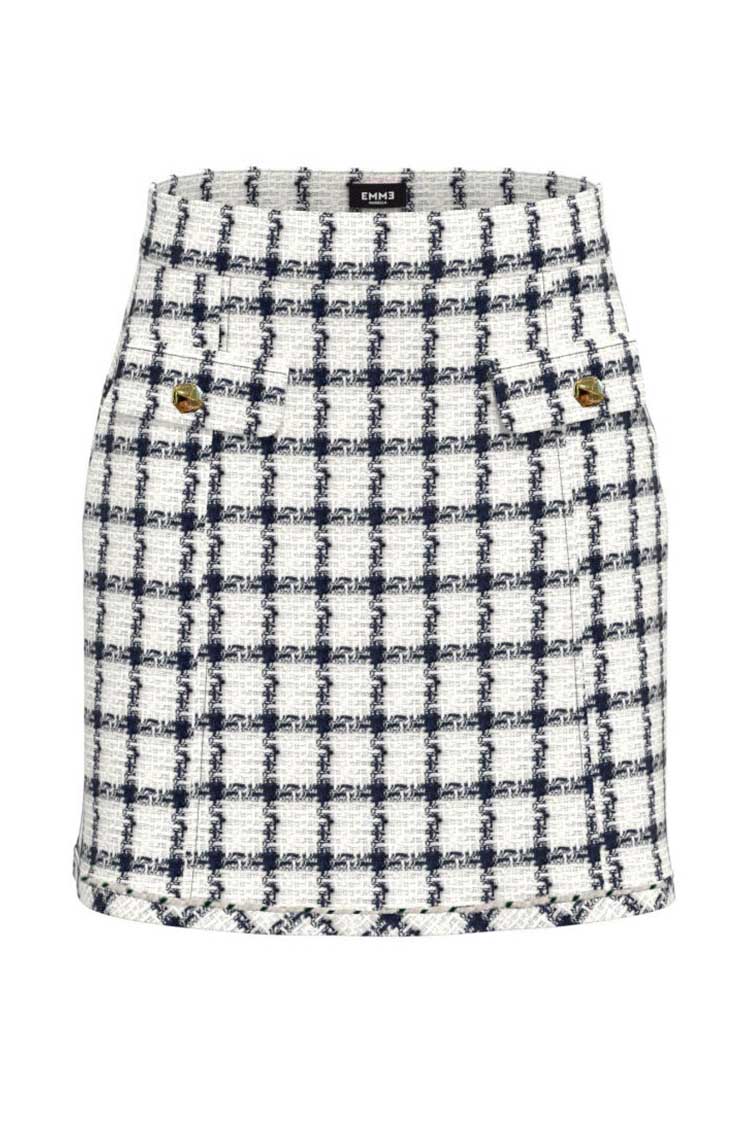 Belbo Navy White Check Skirt