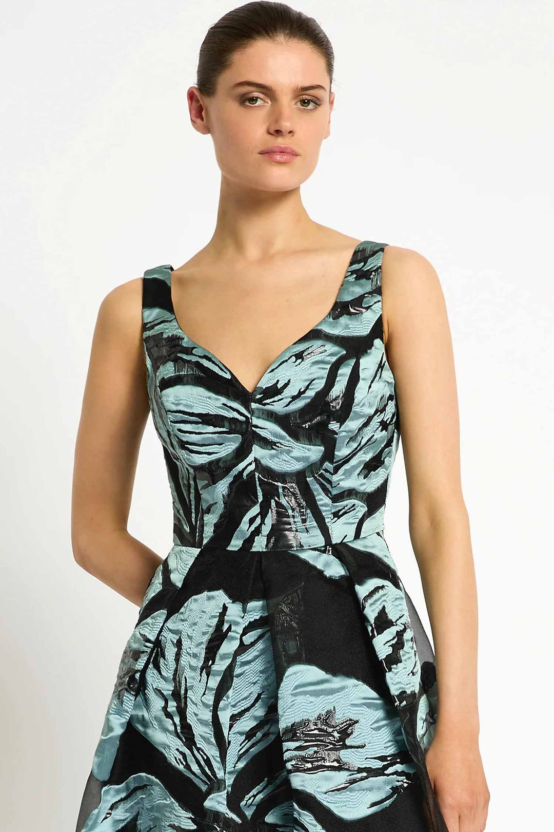 Bella Midi Dress in Mint Black