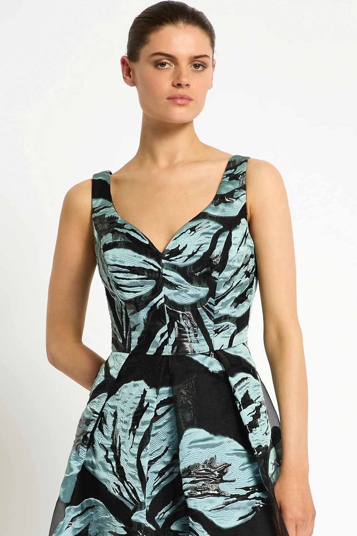 Bella Midi Dress in Mint Black
