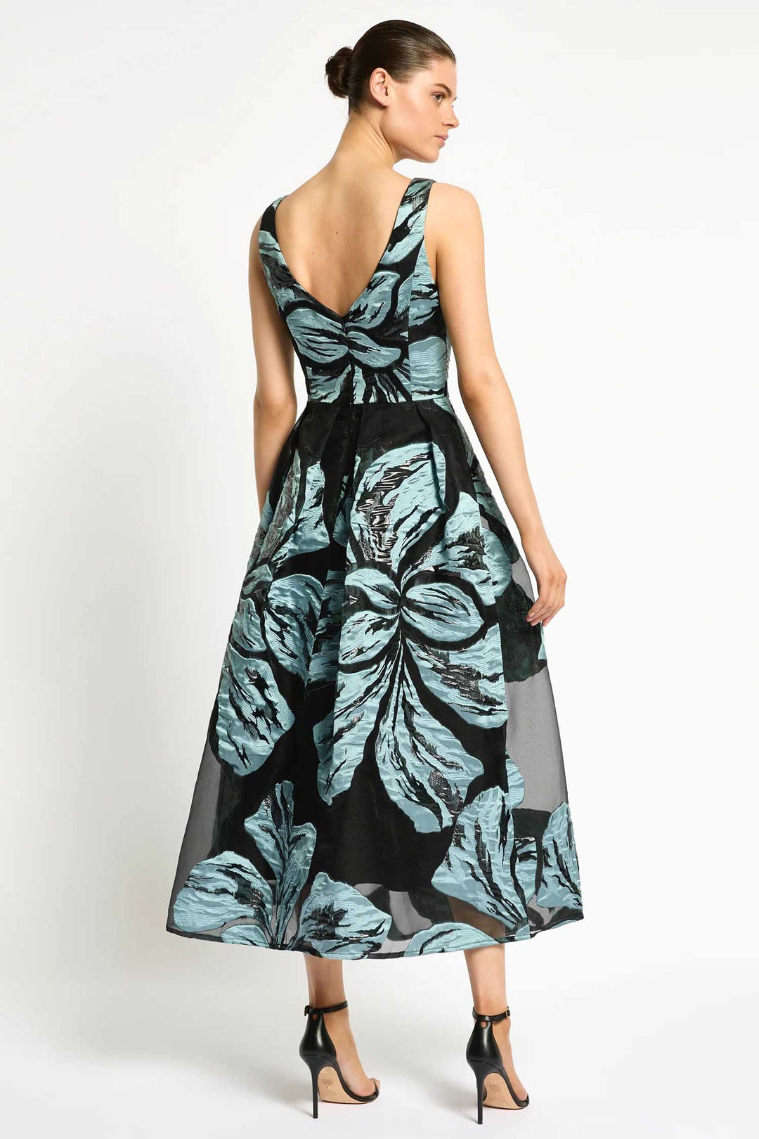Bella Midi Dress in Mint Black