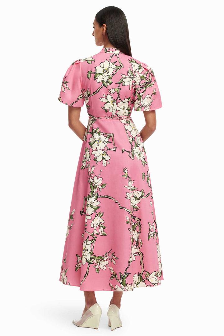 Bianca SS Midi Dress in Pink Magnolia Print
