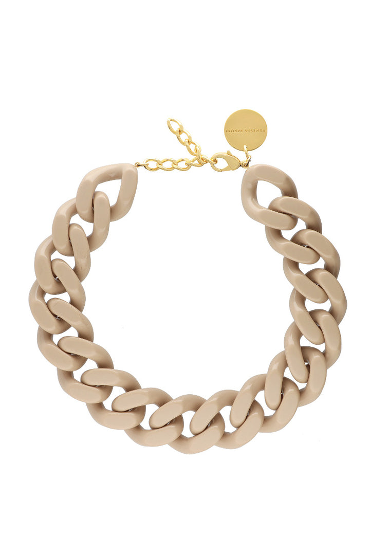 Big Flat Chain Necklace in Beige