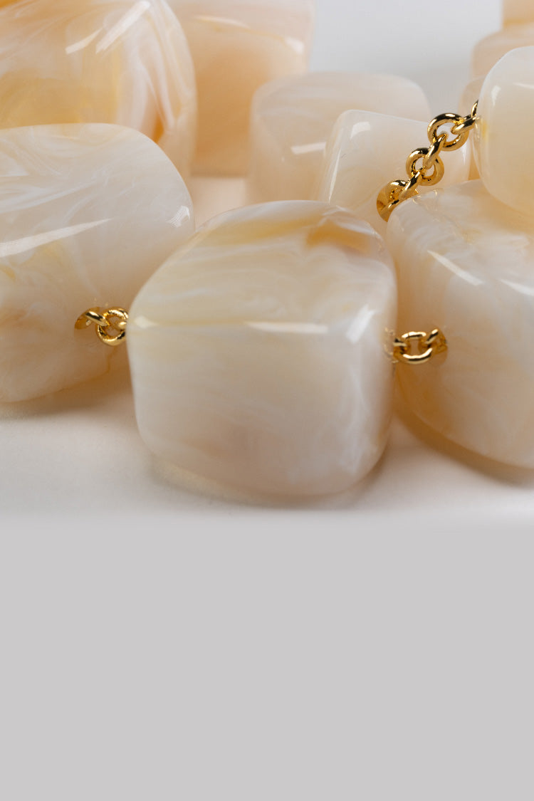 Big Organic Shaped Necklace in Pearl Marble