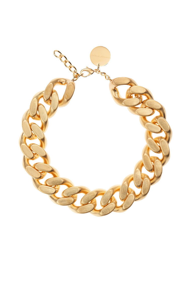 Big Flat Chain Necklace in Gold Vintage