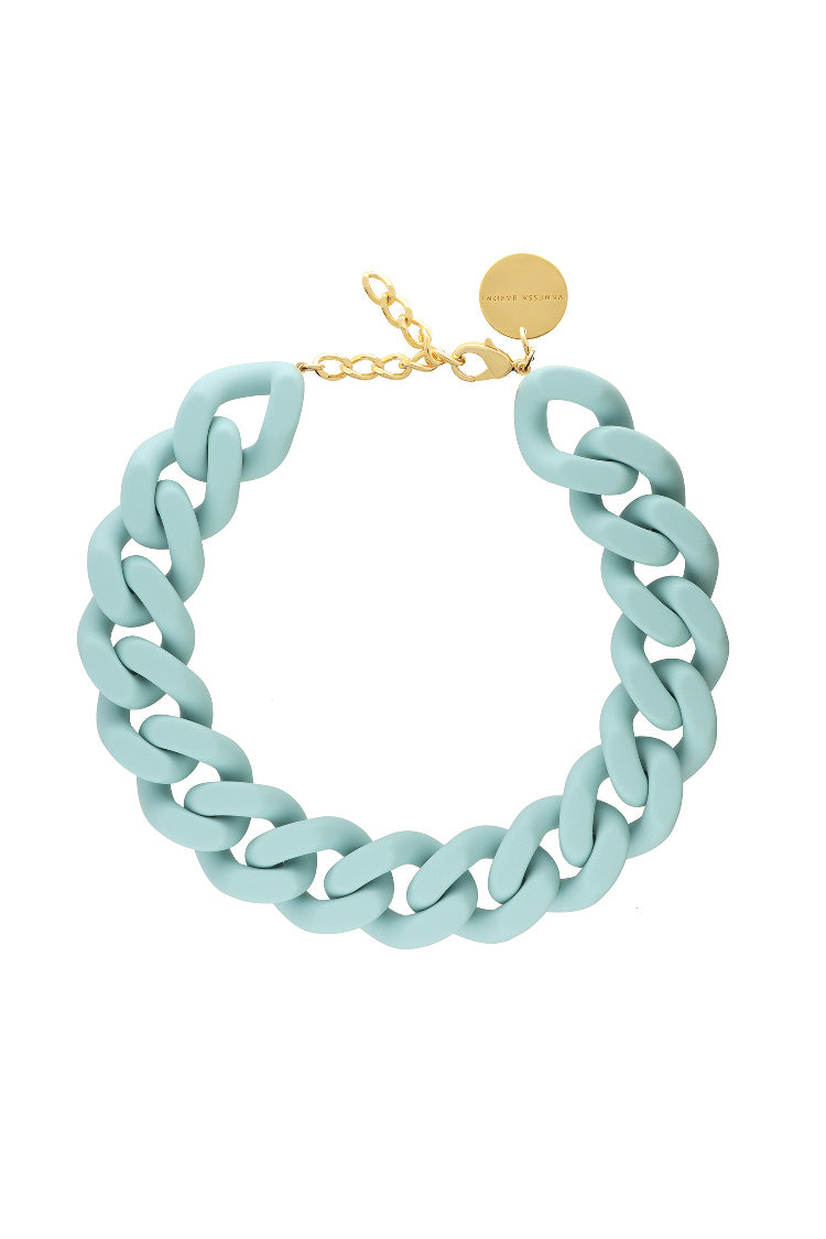 Big Flat Chain Necklace in Matte Baby Blue