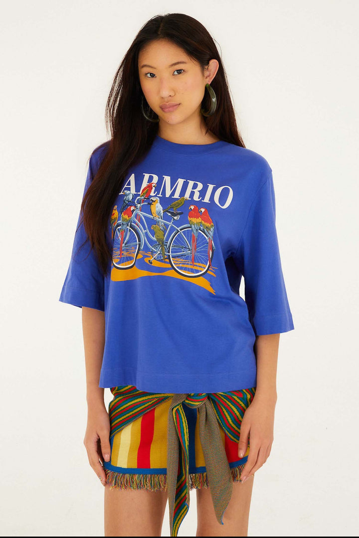 Bike Birds Box T-Shirt in Blue