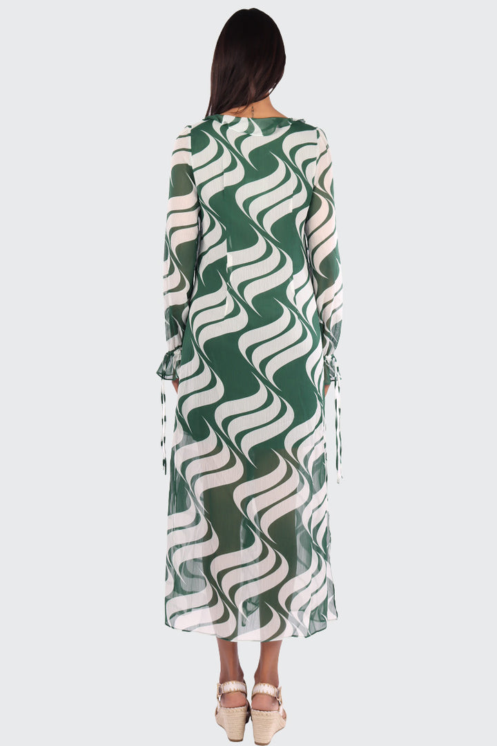Birra Pattern Dress in Dark Green