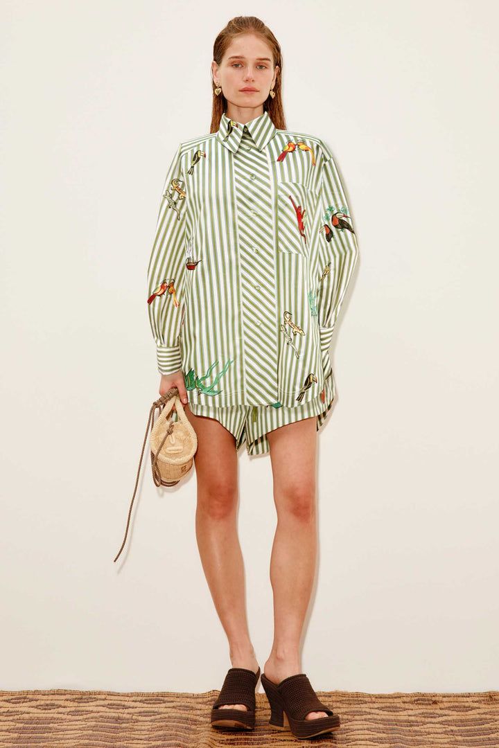 Bisou Embroidered LS Shirt in Stripe