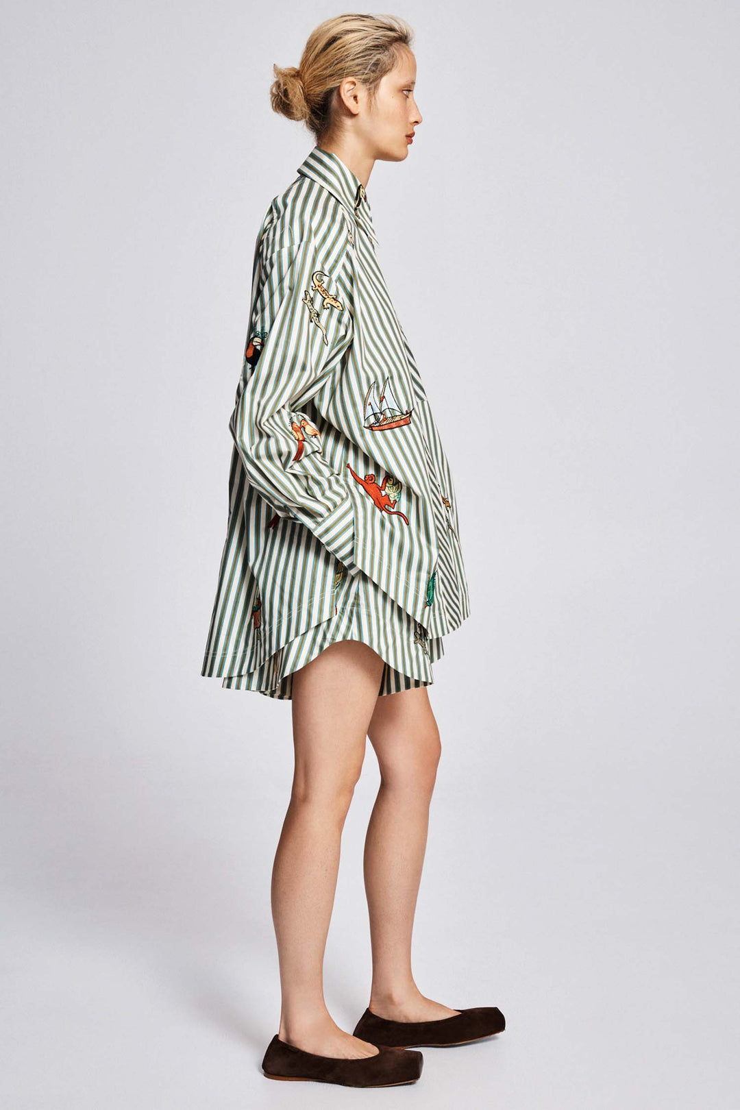 Bisou Embroidered LS Shirt in Stripe