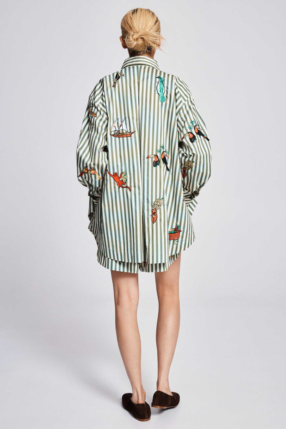 Bisou Embroidered LS Shirt in Stripe
