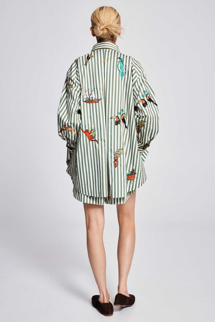 Bisou Embroidered LS Shirt in Stripe