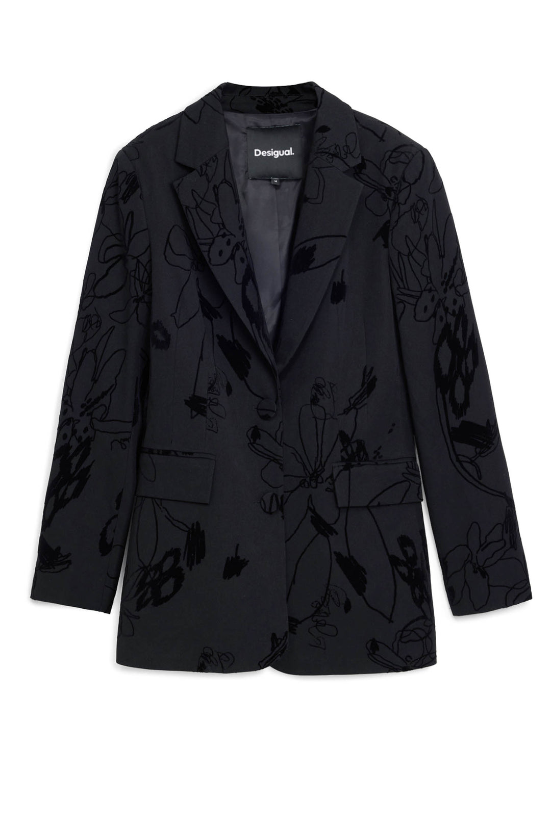 Flockarty Blazer w Velvet Details in Black