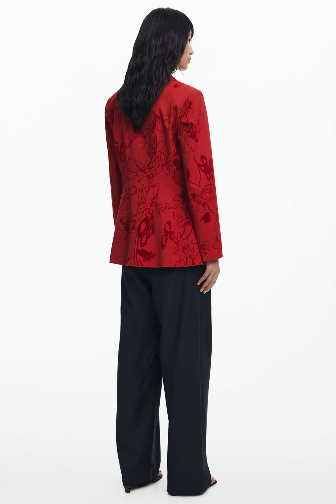 Flockarty Blazer w Velvet Details in Rojo