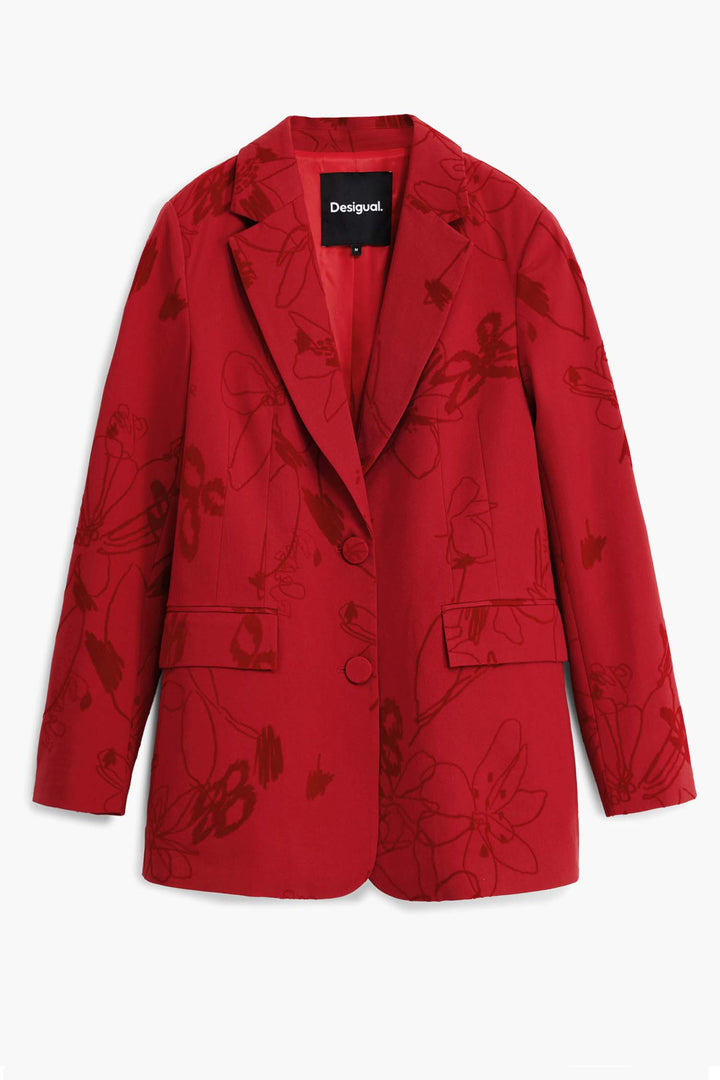 Flockarty Blazer w Velvet Details in Rojo