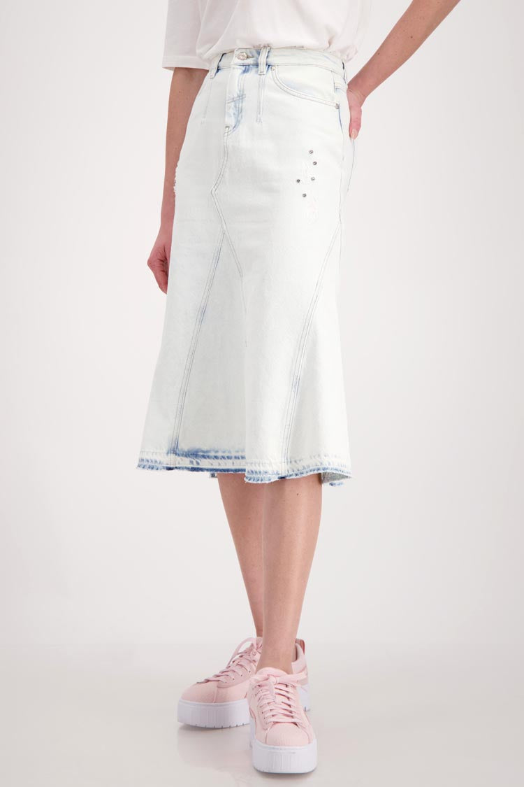 Bleach Denim Skirt w Studs